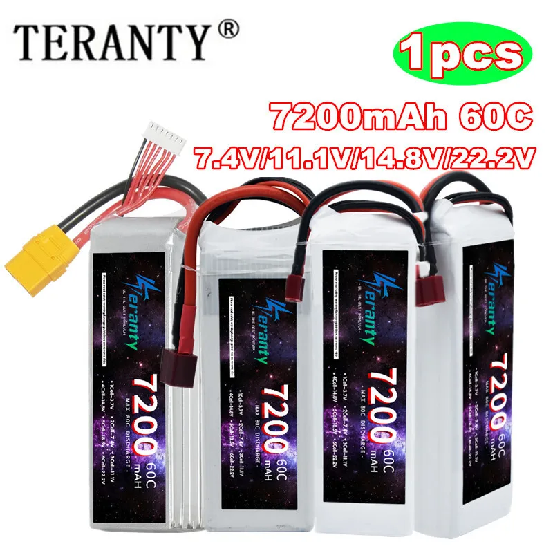 

TERANTY 7200MAH 7.4V 11.1V 14.8V 22.2V Battery For UAV RC Helicopter FPV Car Boat Airplane 2S 3S 4S 6S 60C Lipo Battery
