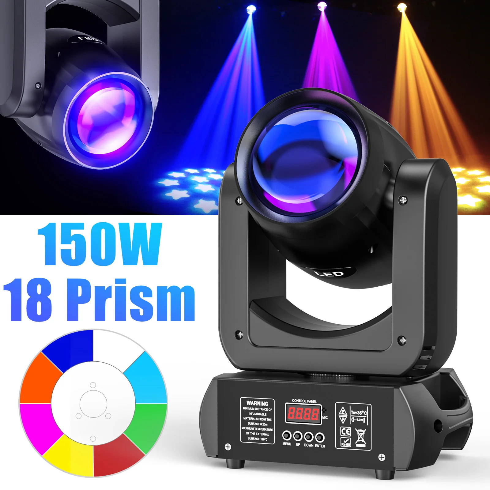 U’King 150W Beam Moving Head Lights 18Prism 8Gobo Stage Light DMX DJ Light For Wedding Church Party KTV Disco Dj Bar