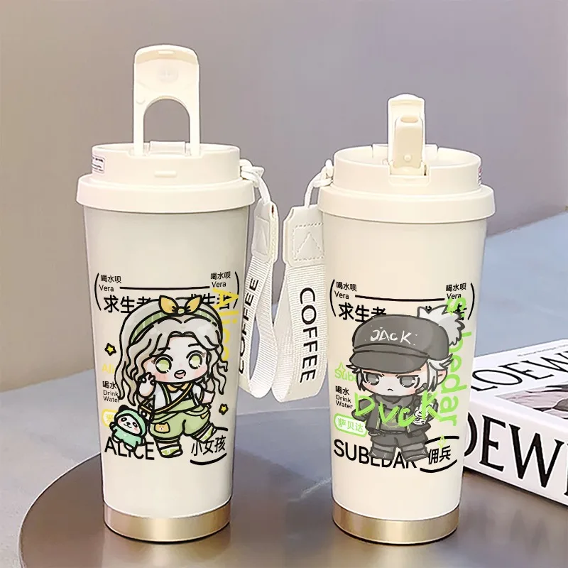 زوجين مكتب موضة جديدة الكرتون أنيمي الهوية الخامس إيما وودز طالب الرياضة في الهواء الطلق مريحة المحمولة كوب قارورة عازلة من القش هدية #2