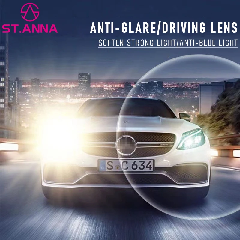 

Очки ST.ANNA 1.56 1.61 1.67 с одинарной линзой HD CR39, антибликовые, с защитой от царапин, асферические, с защитой от синего света и антибликовым покрытием для вождения