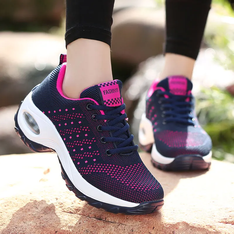 Light Womens Tennis Shoes Outdoor Casual Walks Shoe for Comfortable Breathable Jogging Gym Trainers Air Cushion Lace-up