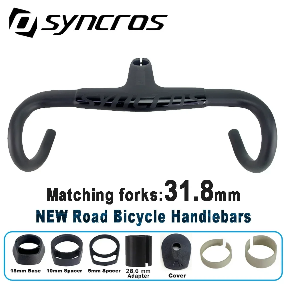 

SYNCROS RR1.0 Full Carbon Aero Road Bike Handlebar, 31.8mm Clip-On Compatible, 28.6mm Converter, Lightweight Integrated Handleba