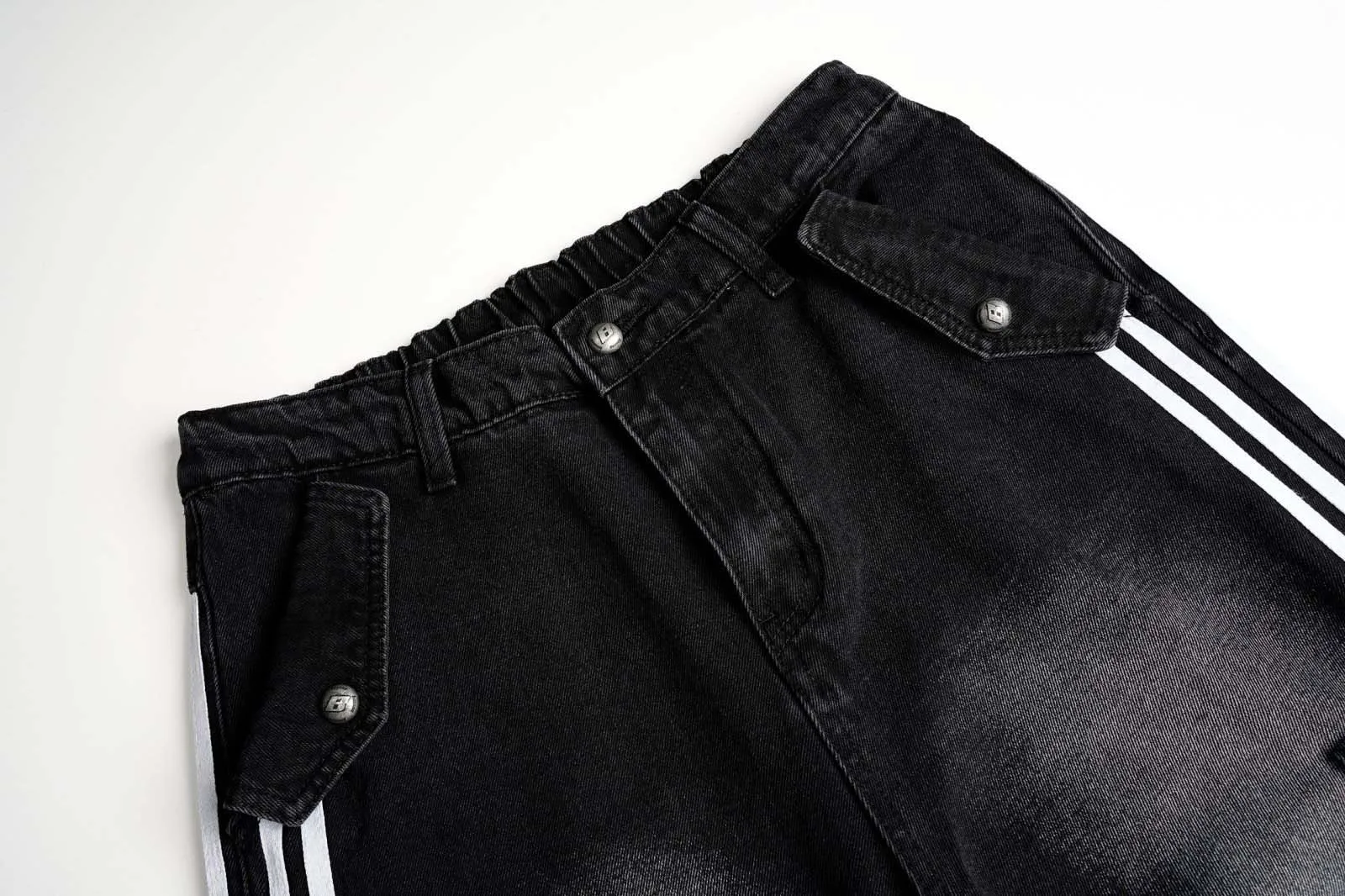 Herren High Street Hip Hop Jeans Hose Loose Fit Vibe Style Denim Hose für Männer Gestreifte Dekoration Baggy Y2K Jeans gewaschen