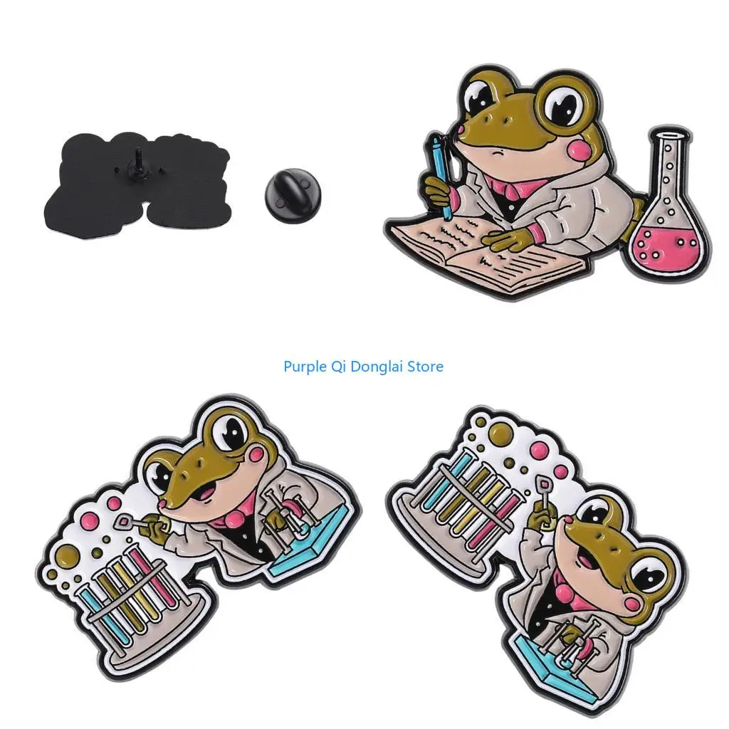 L21E Unique Frogs Lapel Pin Chemist Animal Designs Science Accessory for Clothing