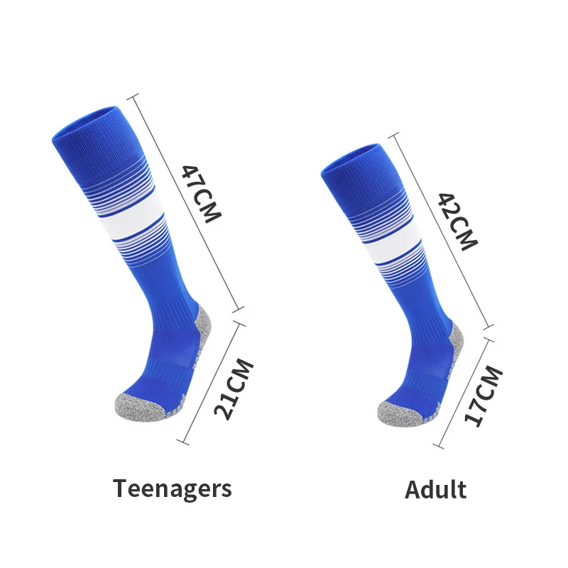 Mens Anti Slip Grips Football Soccer Socks Non Skid Over the Calf Baseball Rugby Thick Cushion Athletic Socks White Black Blue