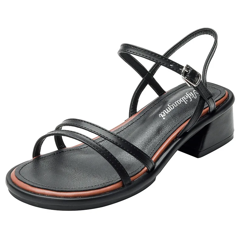 

Retro High Heels Sandals for Women 2022 New Fashion Summer Genuine Leather Shoes Woman Top Quality Night Club Pumps Women Shoes