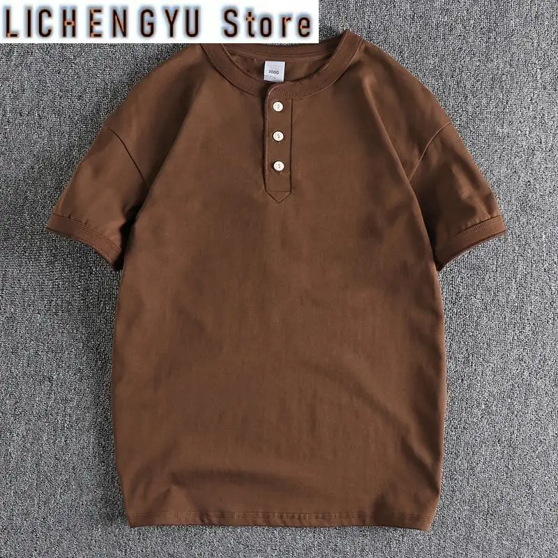 

Новая летняя футболка с воротником Tough Guy в американском стиле ретро, мужские простые повседневные свободные топы из 100% хлопка с короткими рукавами