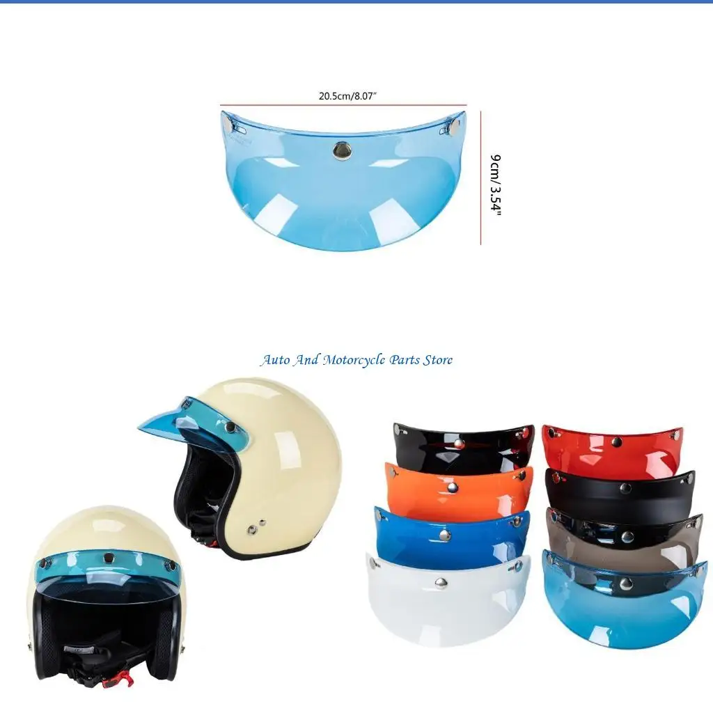

P9FD 3/4 Open Face Helmet Visor 3-snap Shield Visor Gift for Motorcycle Enthusiasts