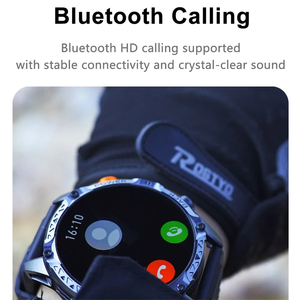 

Смарт-часы для спорта и активного отдыха с функцией звонков по Bluetooth, компасом, LED-фонариком, мониторингом здоровья, водонепроницаемые, 1000 мАч, синие