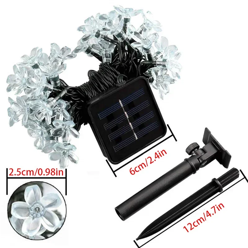 1PC Solar String Flower Lights Outdoor Waterproof 20//50/100 LED Fairy Light For Garden Fence Patio Yard Decor image 5