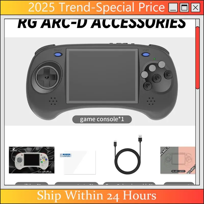 CHYY Top RG ARC-D ريترو لعبة فيديو وحدة التحكم 4 بوصة IPS لينكس وأندرويد 11 OS 6 زر تصميم مشغلات الألعاب دعم مقبض سلكي