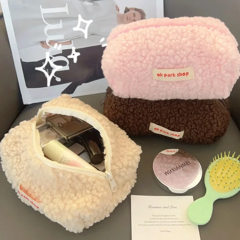 תיק קוסמטיקה מפואר לנשים, אחסון רך, תיקי ציוד משרדי בנפח גדול, נסיעות, צבע אחיד, תיק איפור, אביזרים