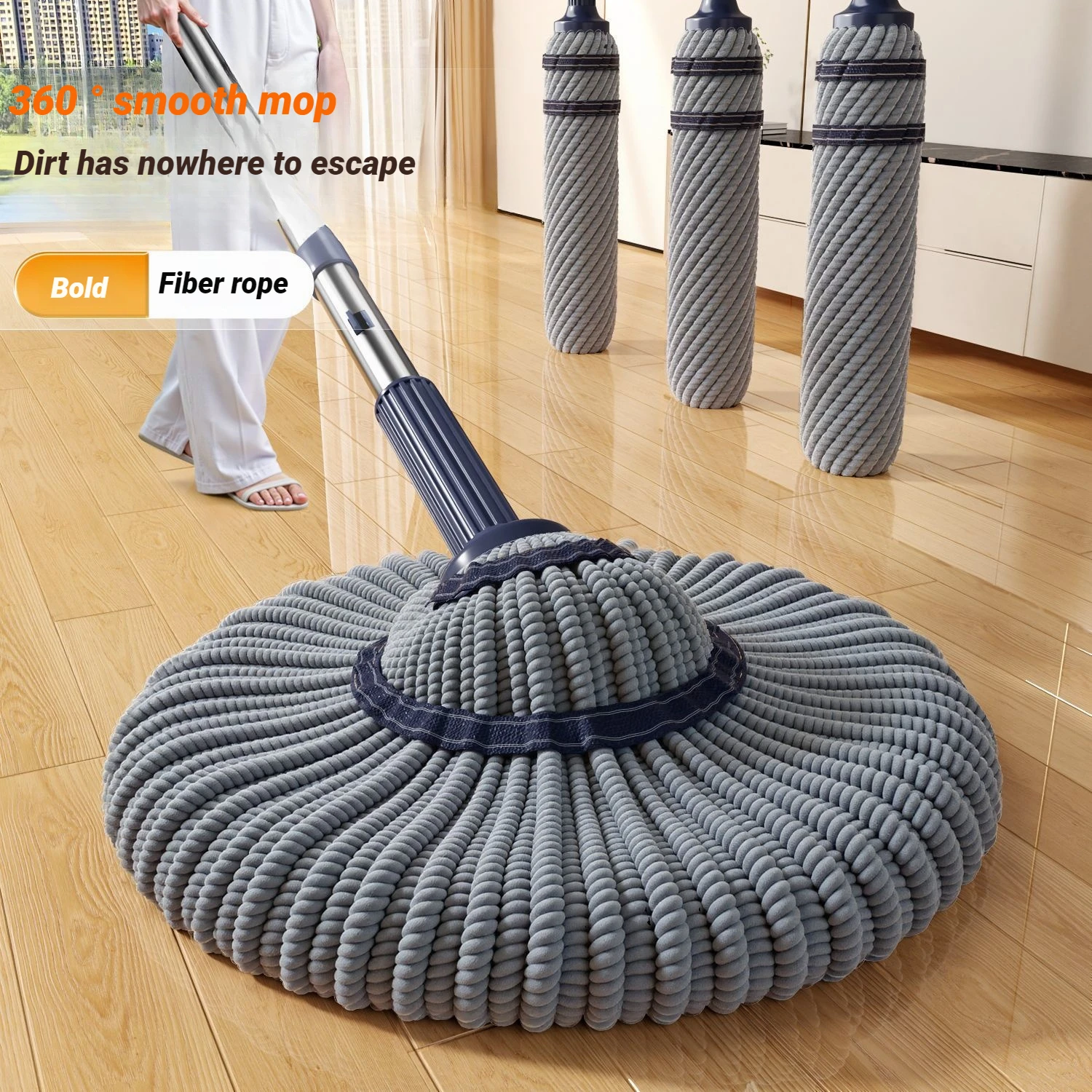 Fregona giratoria de 40cm JOYBOS, limpiador de suelo de lavado manos libres, fregonas de microfibra húmedas y secas para el hogar, cocina Tolie