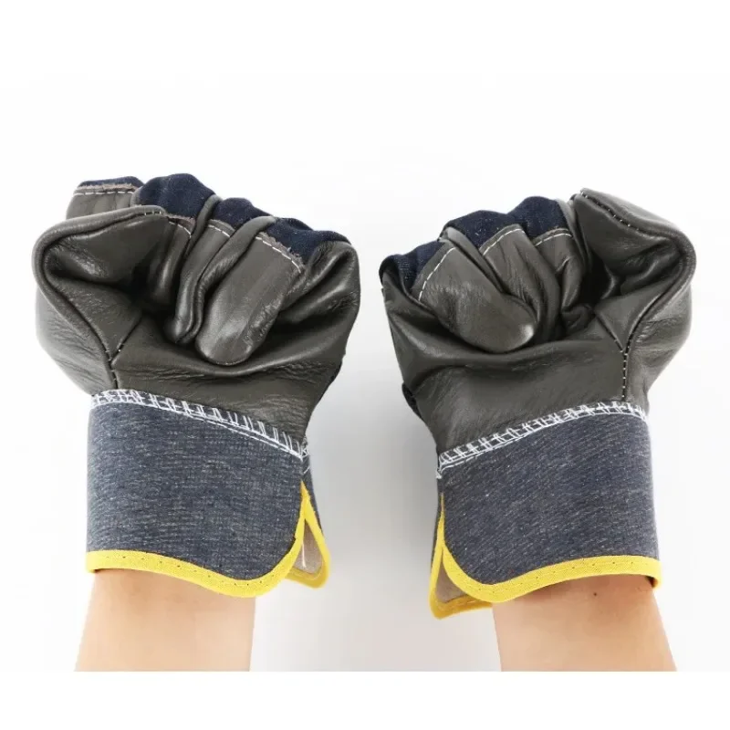 Work Gloves Cowhide Leather Workers Work Welding Safety Protection Garden Sports Motorcycle Driver Wear-resistant Gloves