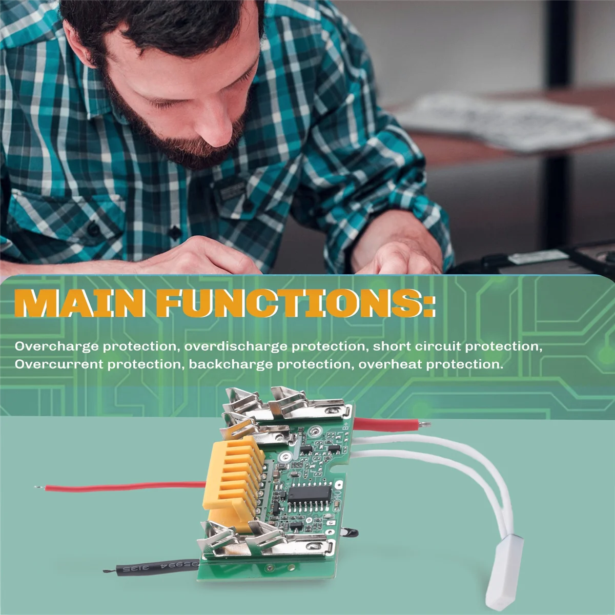 BVBV 2 Buah Bagian Papan Modul Sirkuit PCB 18V Chip Baterai Pengganti Papan PCB untuk Makita BL1830 BL1840 BL1850 LXT400