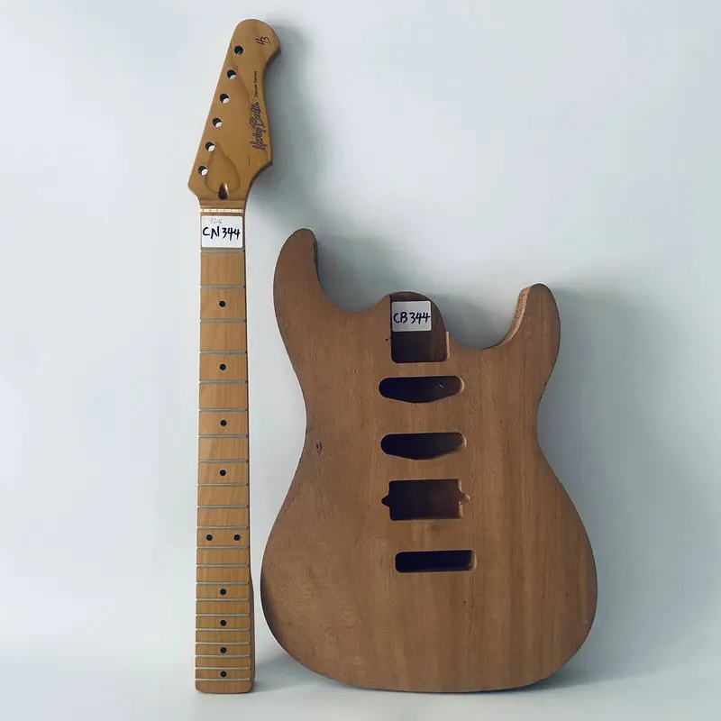 

CB344CN344 Natural Solid Mahogany Wood Body+Roasted Maple Neck One Sets Unfinished DIY Guitar Kits No Hardwares Stock Items