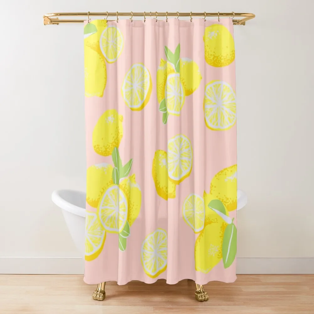 pink lemons Shower Curtain Shower For Bathroom Set Bathroom And Shower Products Waterproof Curtain