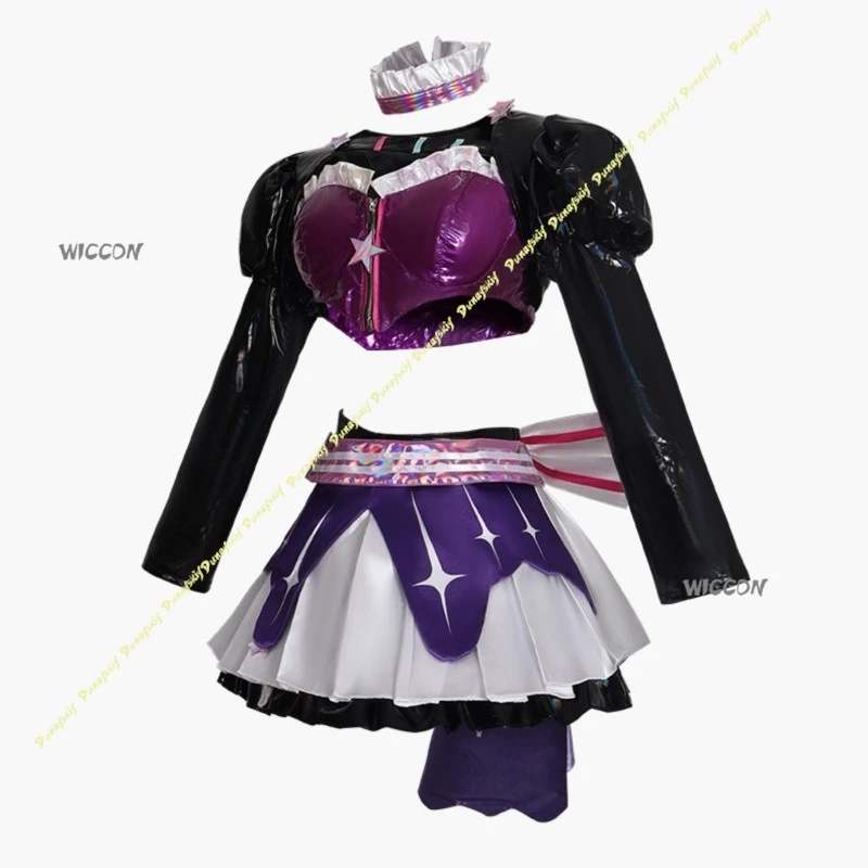 Anime Project Sekai Crossover Cosplay Luuka Costume Jirai Kei Y2K Stage Uniform Mini Dress Sexy PU Top for Girls Fashion Idol