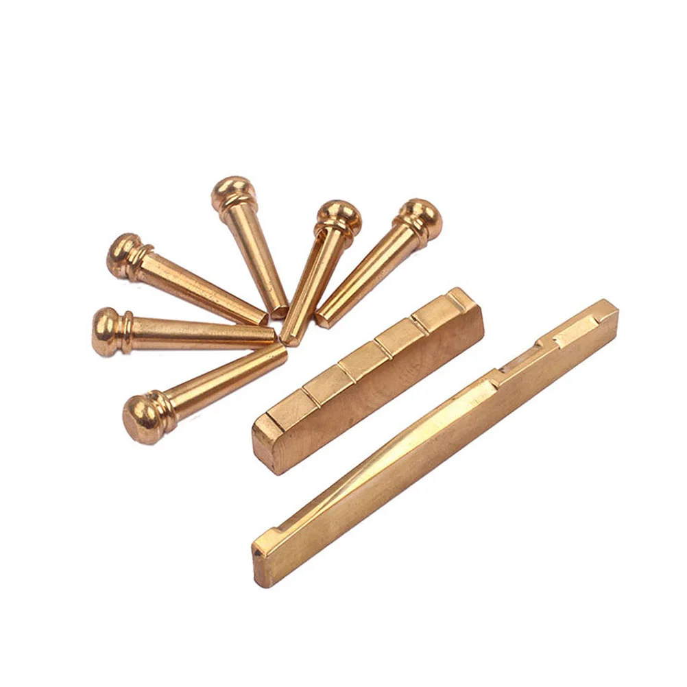 

Acoustic Guitar Brass Bridge Saddle and Nut and Pins Acoustic Guitar Replacement Parts