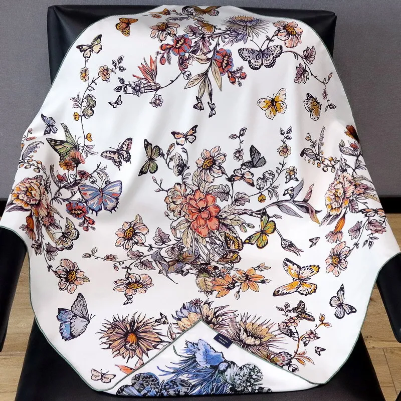 

Double Faced Print 18MM Scarf 90CM Women Mulberry Silk Scarfs Luxury Designer Bag Neck Scarves Rolled Edges Bandanas Lover Gift