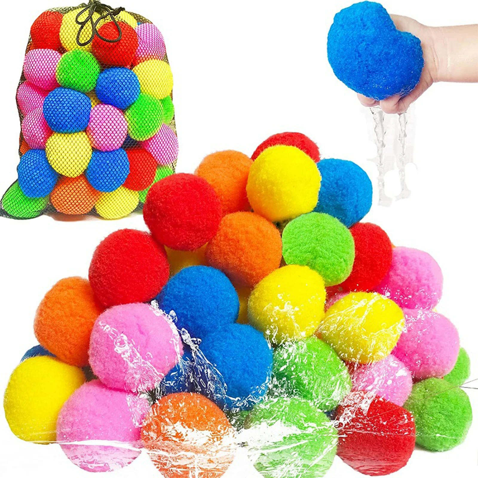 60 Pcs Reusable Water Balls, Reusable Water Balloons for Outdoor Toys and Games, Water Toys for Kids and Adults Boys and Girls