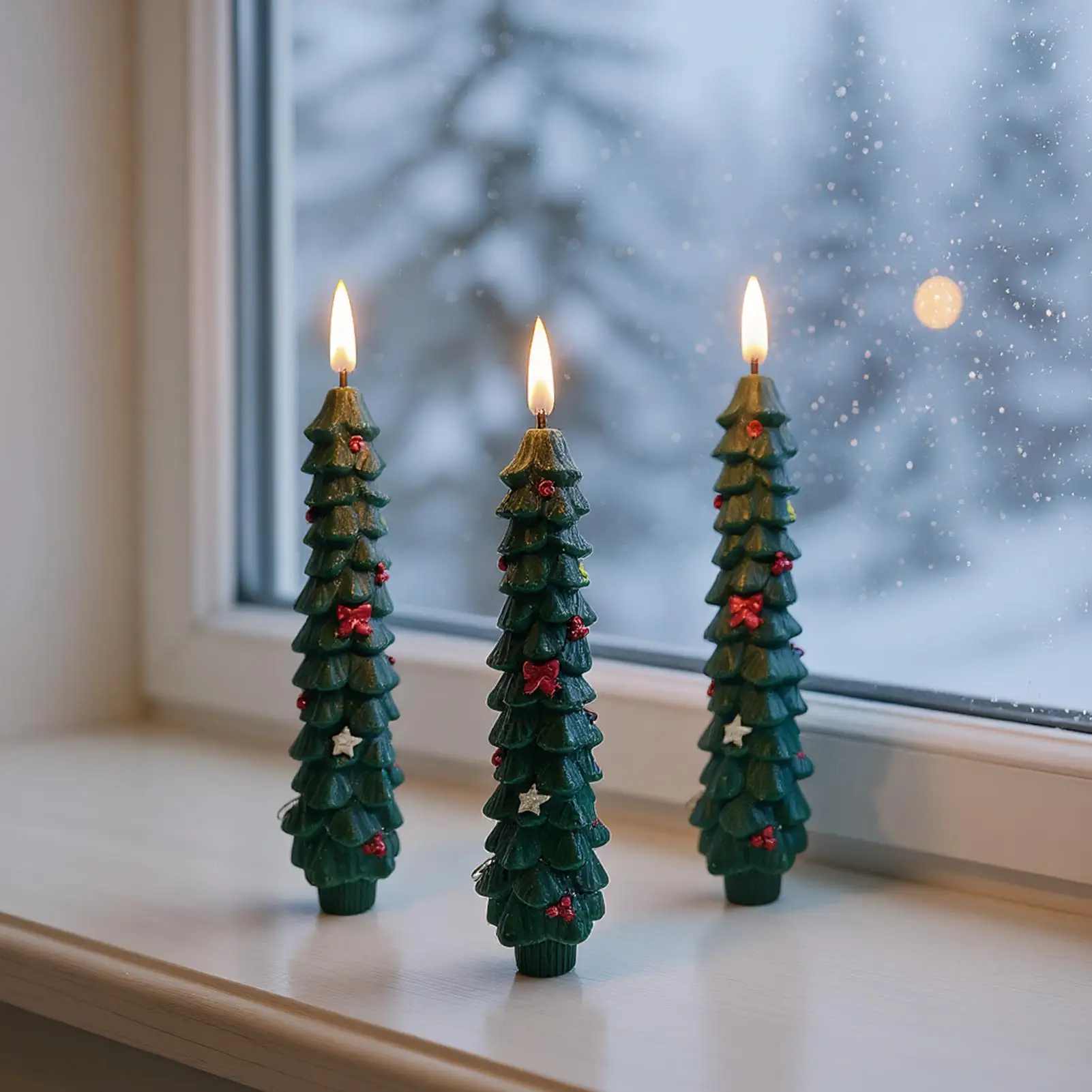3pcs Christmas Tree LED Candles Holiday Electric Christmas Tree shaped Candles With Remote Control Decorative Atmosphere Light