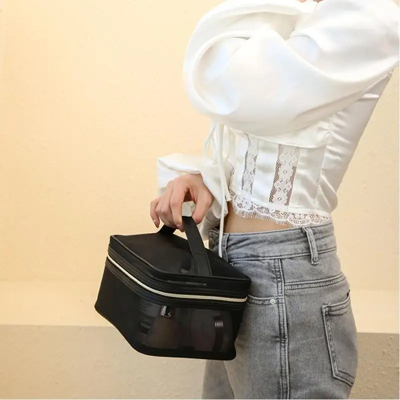 

63HC Mesh Makeup Bag Zipper Cosmetic for Case Travel Toiletry Bags