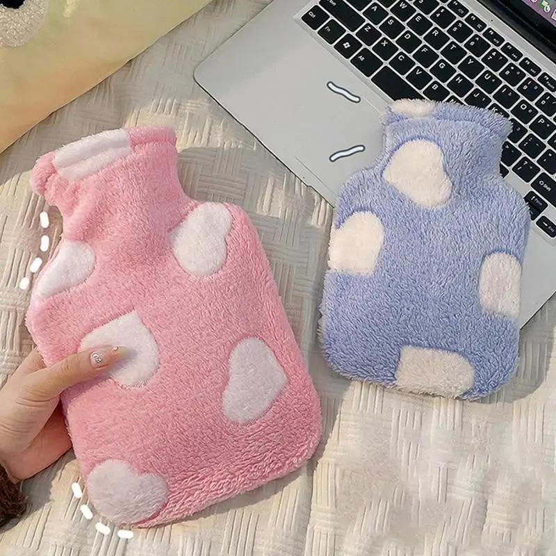 Hot Water Bag Hot Water Bags For Camping 1L Plush Hot Water Bottle Cute Stuffed Cover Hand Feet Warmer Hot Water Bottle For Bed