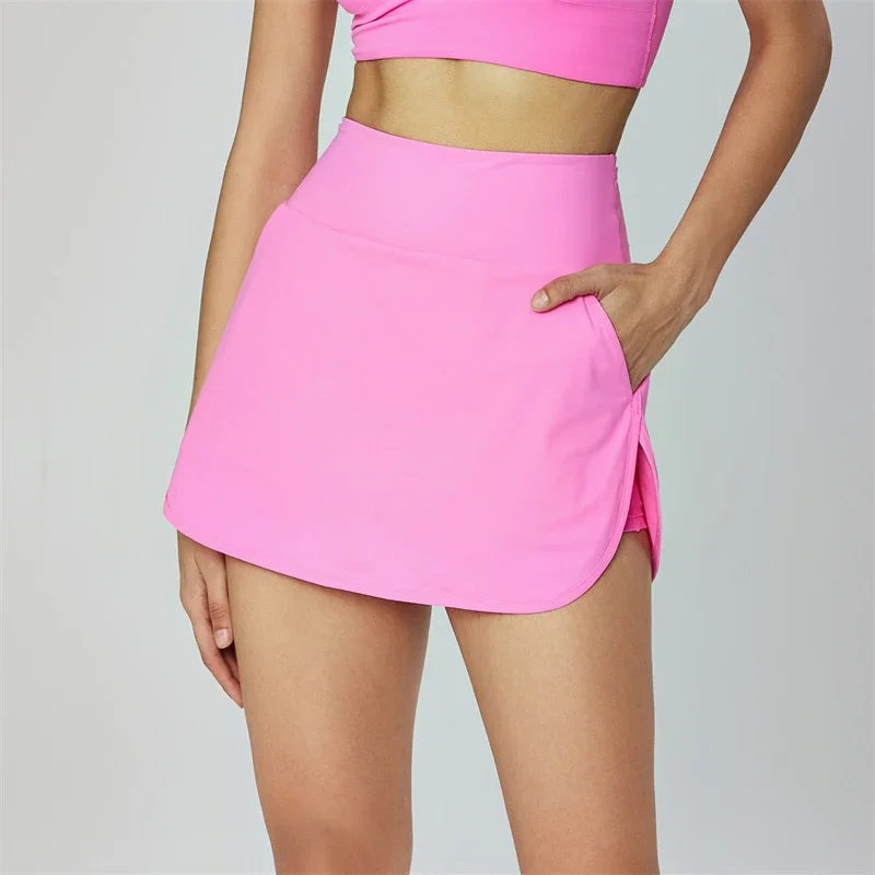 

Summer Mini Short Tennis Skirts With Pocket Women High Waist Yoga Fitness Sports Skirt Gym Golf Wear Running Casual Shorts Skirt