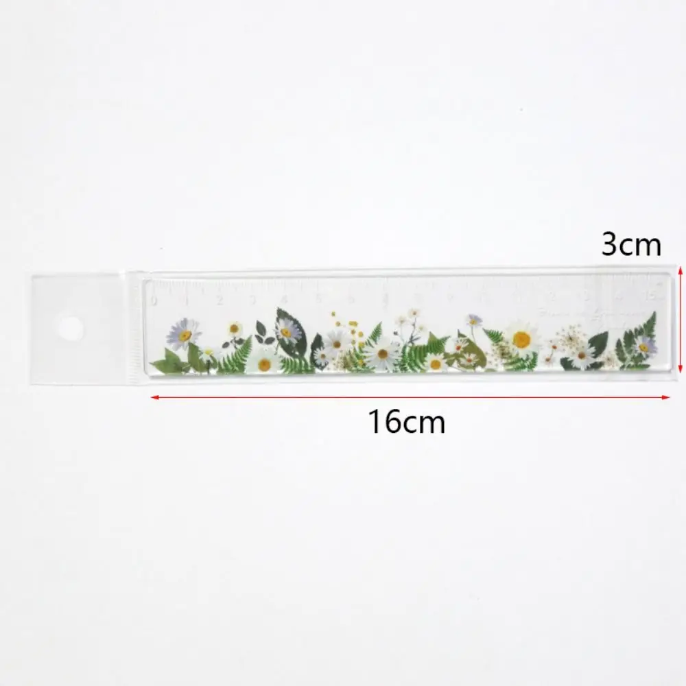 15cm Ruler Student Gift Plastic Straight Ruler Retro Flowers Pattern Transparent Straightedge School Office Supplies