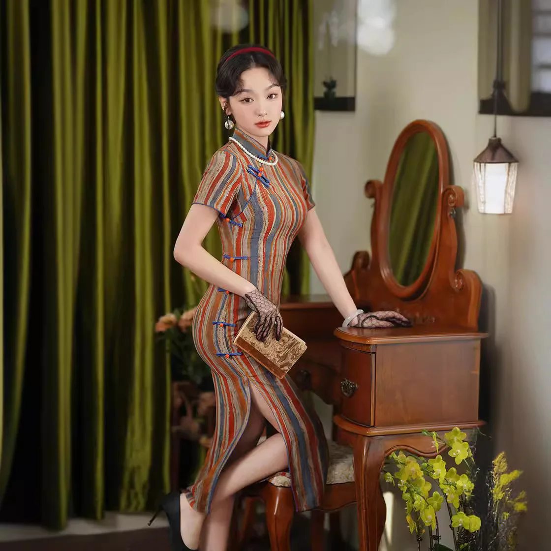

Yourqipao Summer 2025 Improved Cheongsam Vintage Qipao Traditional Chinese Style Evening Dress Long Hanfu Skirt for Women