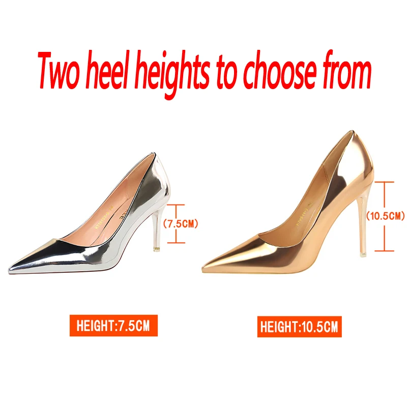 BIGTREE Shoes 2023 Sexy Kitten Heels décolleté da donna in pelle verniciata tacchi a spillo scarpe da sposa da donna décolleté da donna Plus Size 43