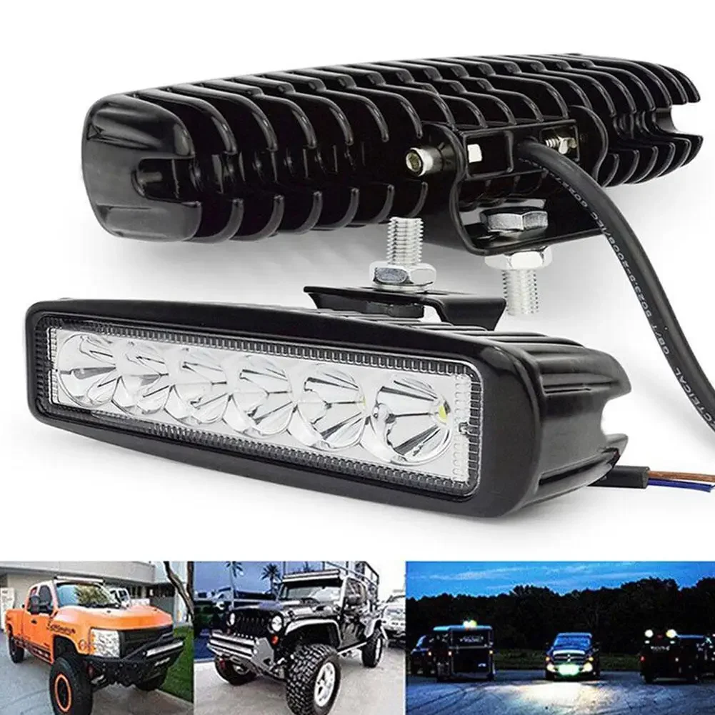 18w 6 LED Car Work Light High Bright Spotlight Universal Offroad Automobile Truck Driving Fog Headlights DRL Driving Lamp 12V