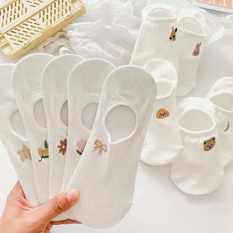 Kaus Kaki Katun Warna Solid Musim Panas Kaus Kaki Ringan Tak Terlihat Kaus Kaki Anti Selip Kaus Kaki Pendek Sejuk Kasual Kaus Kaki Perahu Nyaman