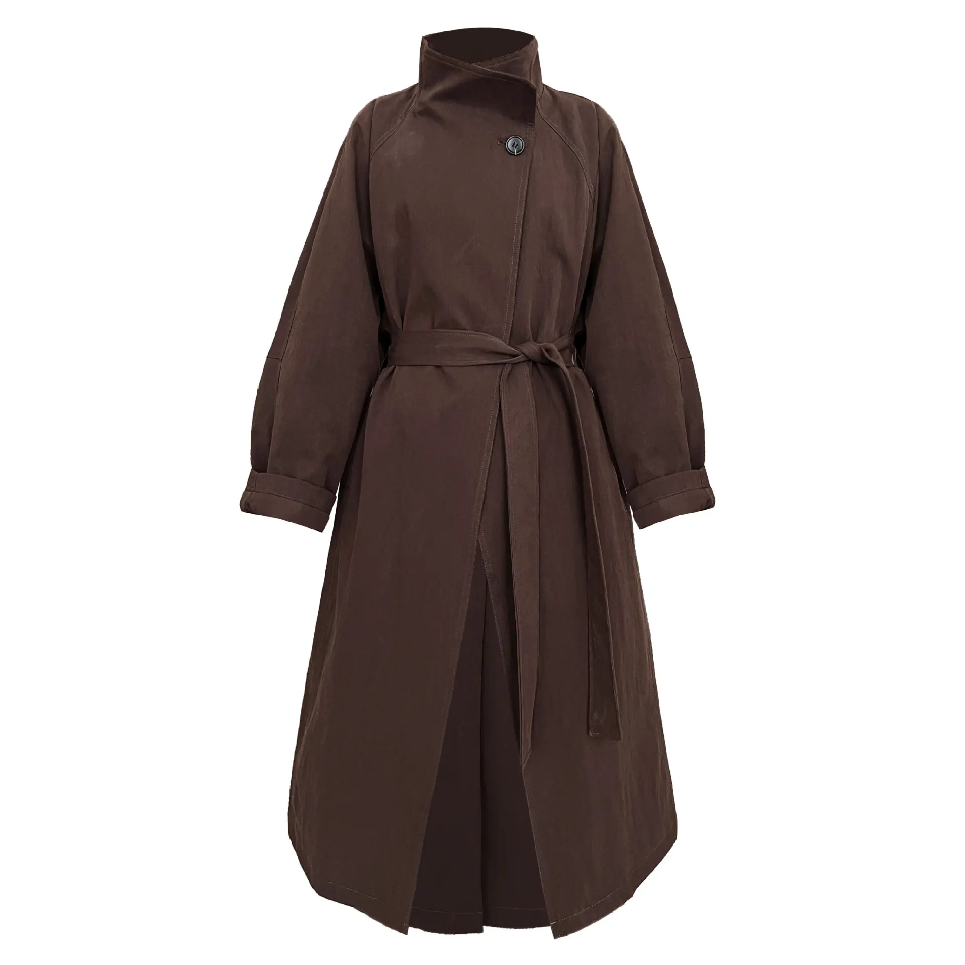SuperAen Koreanischen Stil Stehkragen Lange Trenchcoat für Frauen Herbst Neue Oversize Einfarbig Einzigen Taste Mäntel