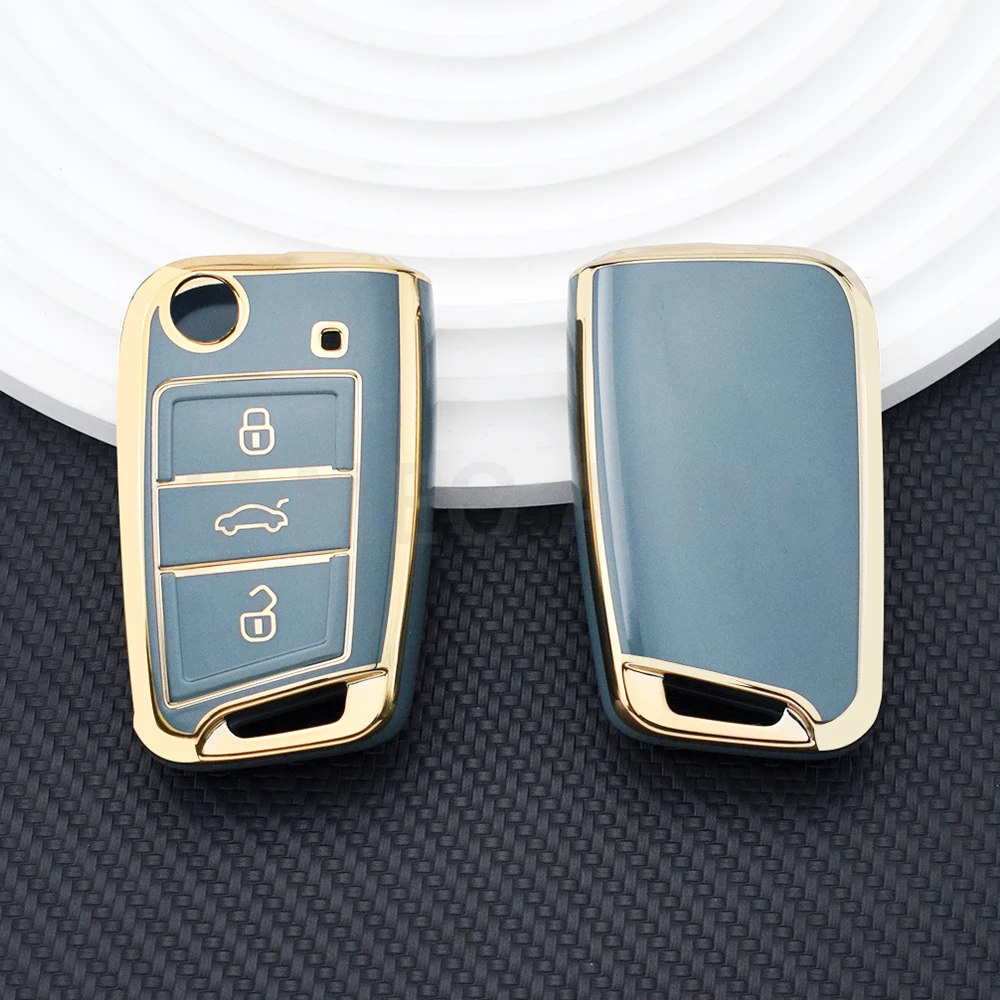 TPU Key Cover Holder Case For Skoda Octavia A7 Rapid Kodiaq Fabia Seat Ibiza Leon Ateca For VW POLO Golf 7 Tiguan T-Roc T6