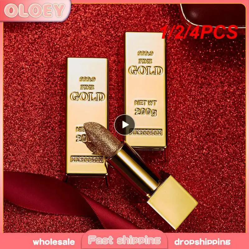 1/2/4PCS Glitter Lipstick Lips Makeup Velvet Matte Gold Lipstick Waterproof Long Lasting Sexy Vampire Lipsticks Lipgloss