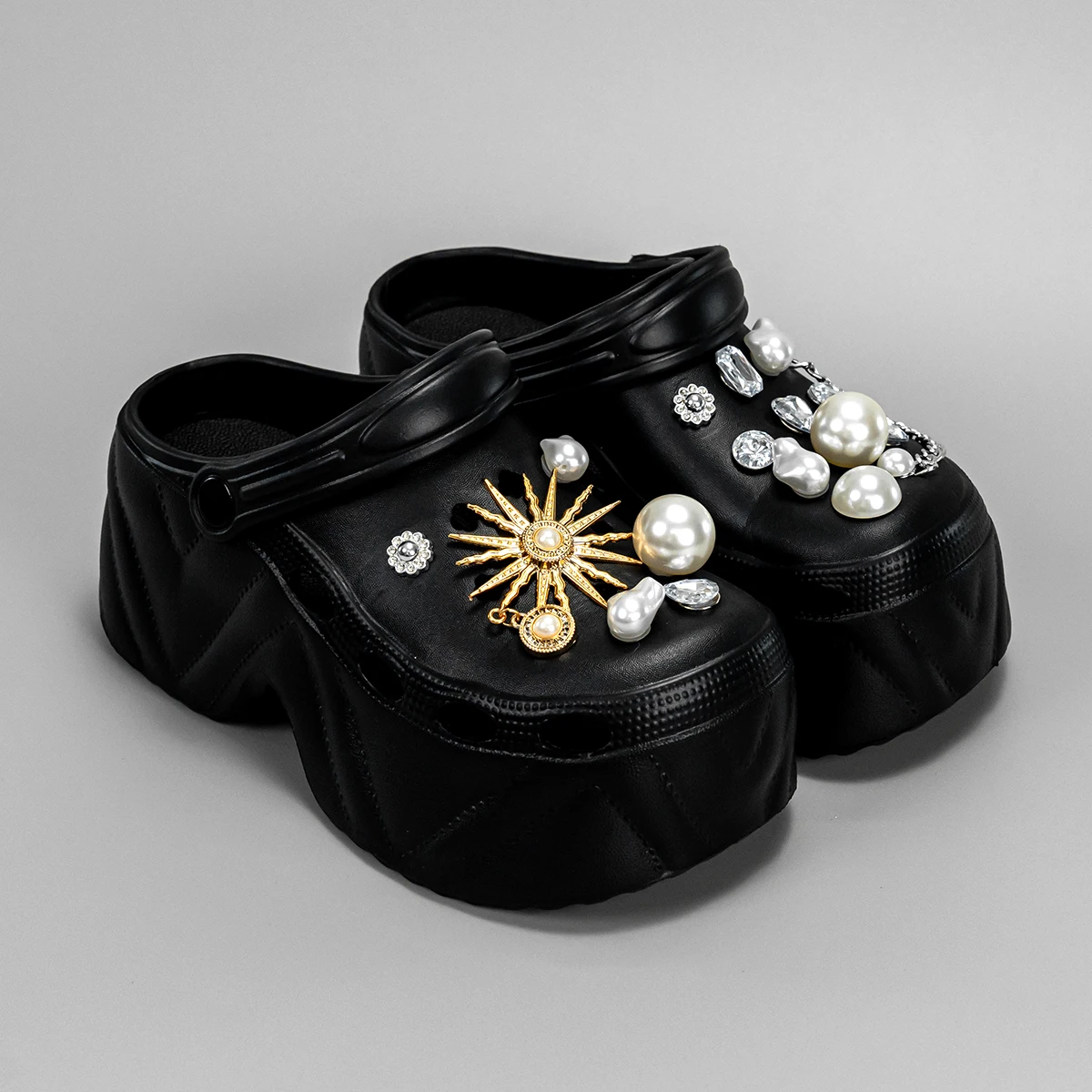 Summer New Style Golden Sun Fashionable Versatile Eva Clogs for Women, Outdoor Casual Slippers, Thick-Soled Non-Slip Height-Increasing Closed-Toe Sandals 8809