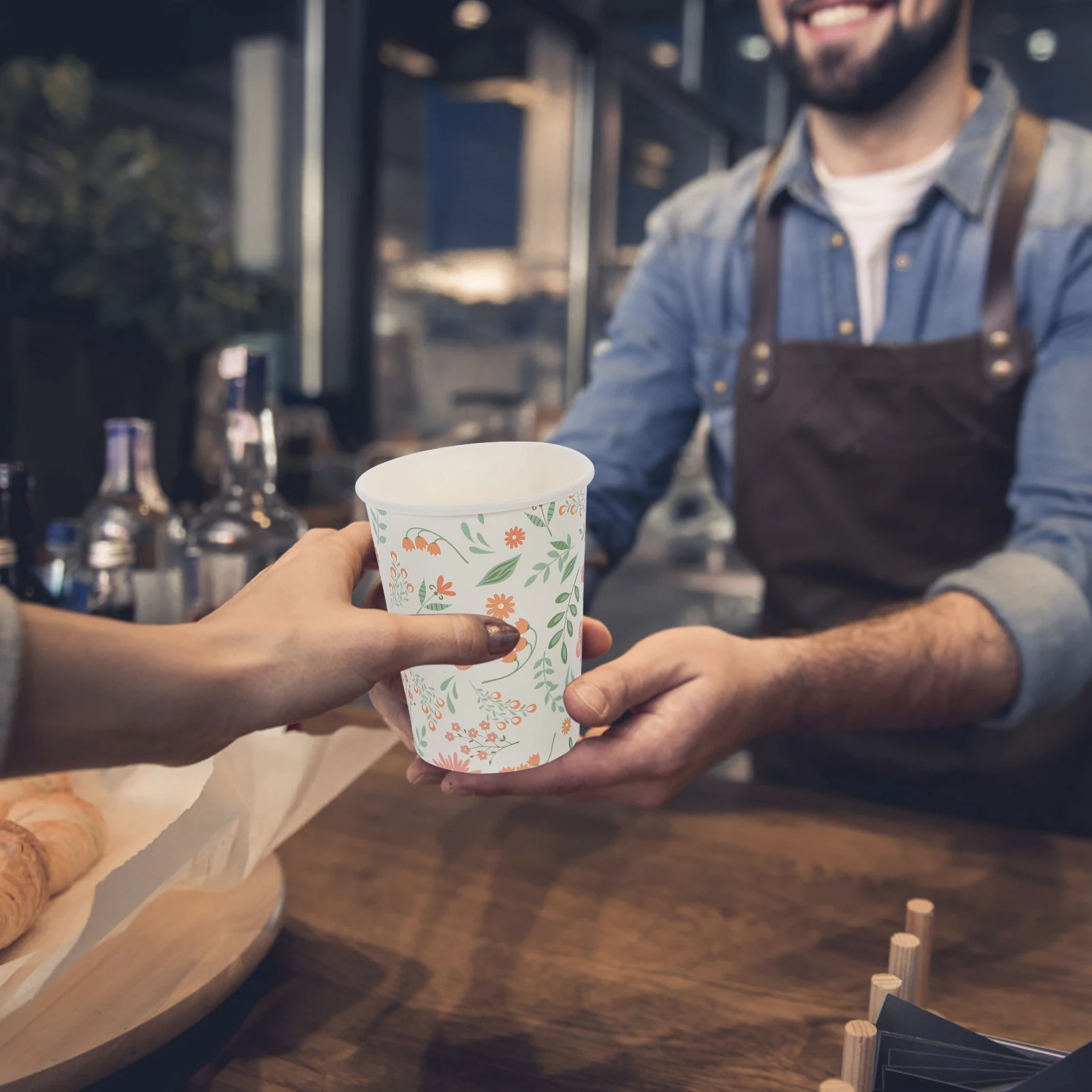 

24Pcs Plant Pattern Party Cups Delicate Drinks Cups Stylish Table Setting for Birthdays Weddings Bbqs Portable Drinking Cup