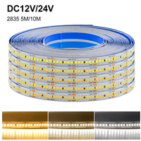 DC12V 24V LED Strip 5m 10m 2835 Ribbon Diode Tape 120 240LEDs/m Flexible LED Lights Warm Cool White Waterproof TV Backlight