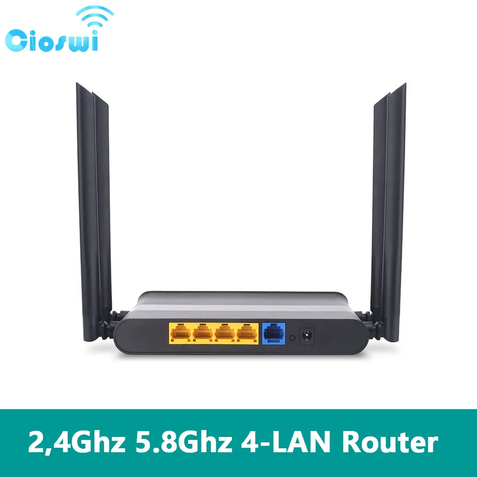 Cioswi Gigabit Wifi Router 1200Mbps 2.4ghz 5Ghz Wi-Fi Openwrt 4-LAN High Gain 4*5dbi Antenna Hotspot for 64 User