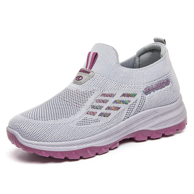 Spring 2024 New Women's Shoes with Breathable Mesh Surface and Smooth Soft Sole for Middle and Elderly Mom Work Driving Shoes