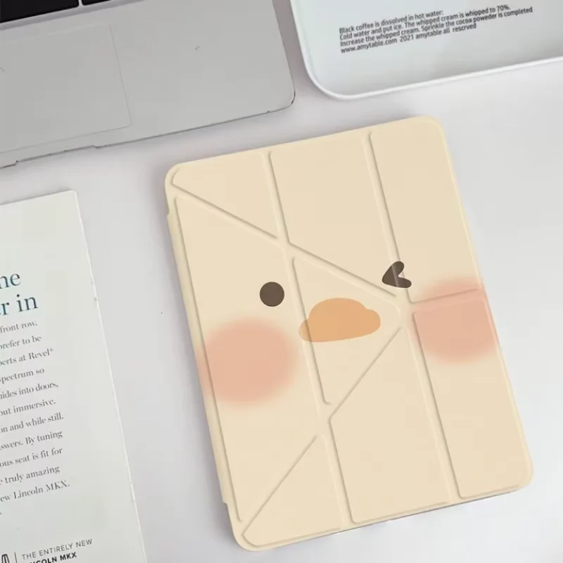 Cute Duck Kawaii Tablet Cover For iPad Pro 11 12.9 13 M4 M5 9.7 10.2 Air 4 5 6 7 Funda for Samsung Tab S7 S8 S9 11 Plus Cover
