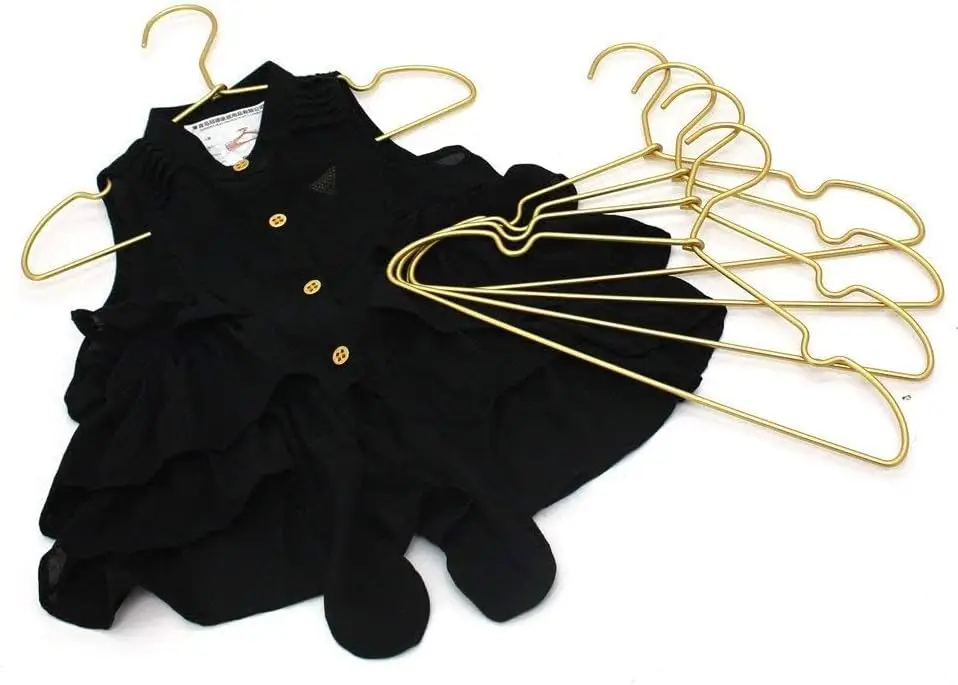 

12.6” Matte Gold Metal Kids Baby Hangers, 60Pack, Non Slip Suit For Coated Wire Children Clothes Hangers Closet Storage, Retail
