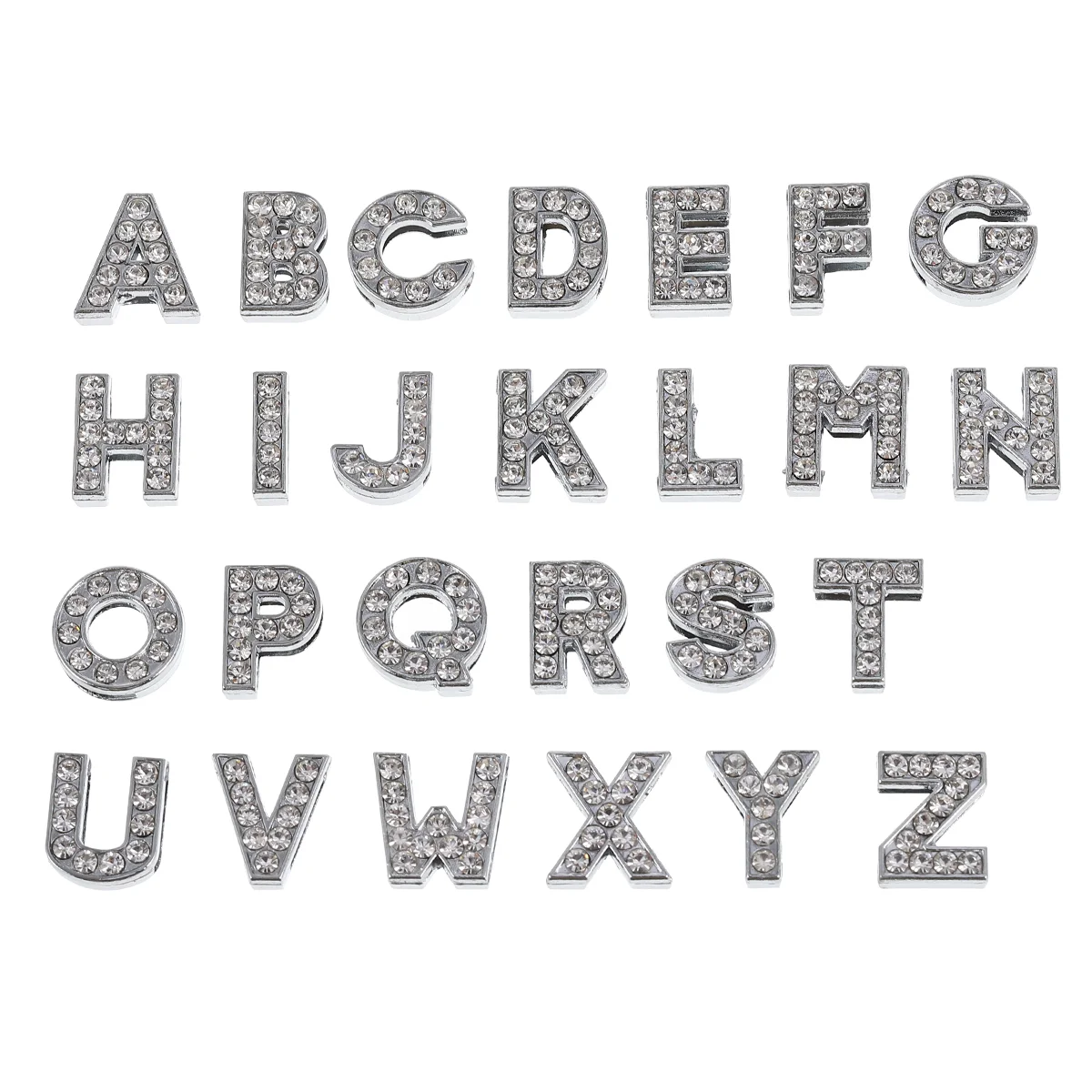 52 Pcs Rhinestone Letter Ring Jewelry Accessories Alphabet Charms Pendant Wristband Metal DIY