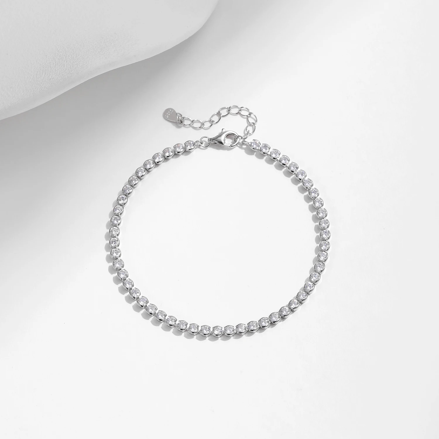 MODIAN 925 Sterling Silver Sparkling CZ Tennis Bracelet Round Zirconia Platinum Plated Bracelet For Women Fine Jewelry Gift