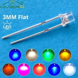 100Pcs F3 Flat Head 3mm Yellow Ultra Bright Top DIY Led Bulbs Wide Angle Light Beads Emitting Diode Lamp Water Clear Decoration