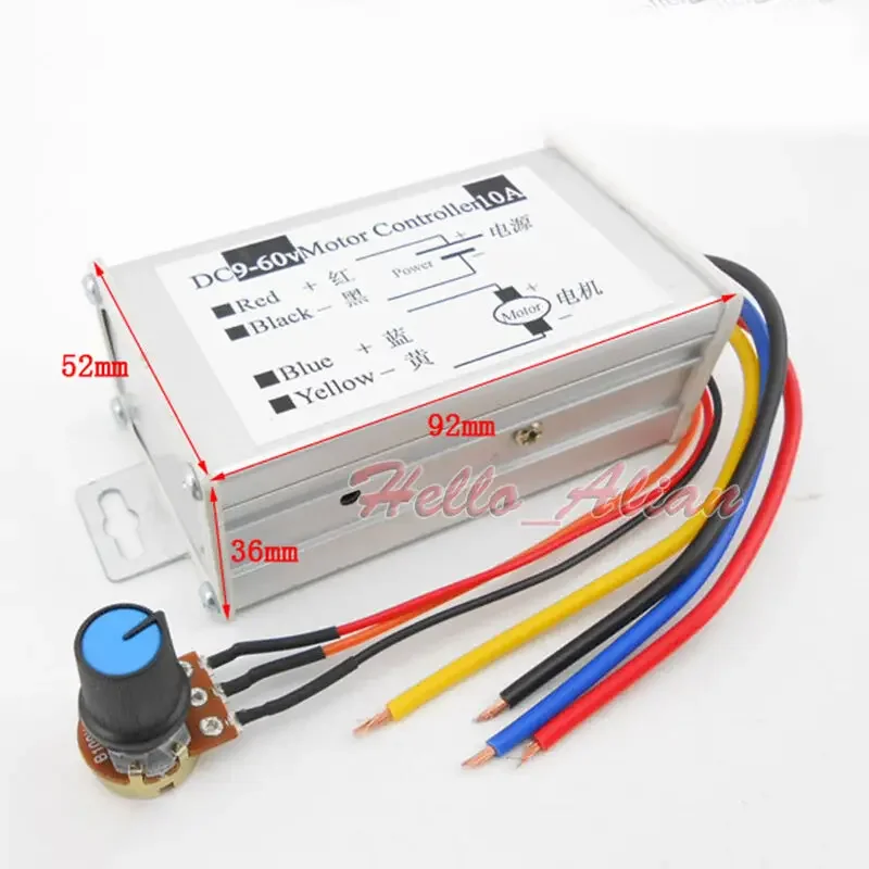 DC 12V 18V 24V 36V 48V 60V 10A 0-100% PWM DC Motor Speed Controller Driver +Metal Case Motor Speed Regulator Switch Module