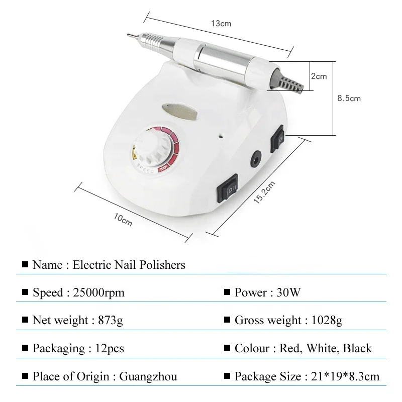 25000RPM Electric Nail Drill Machine Portable Pedicure File Sets Nail Polishing Machine Tool Professional Nail Drill