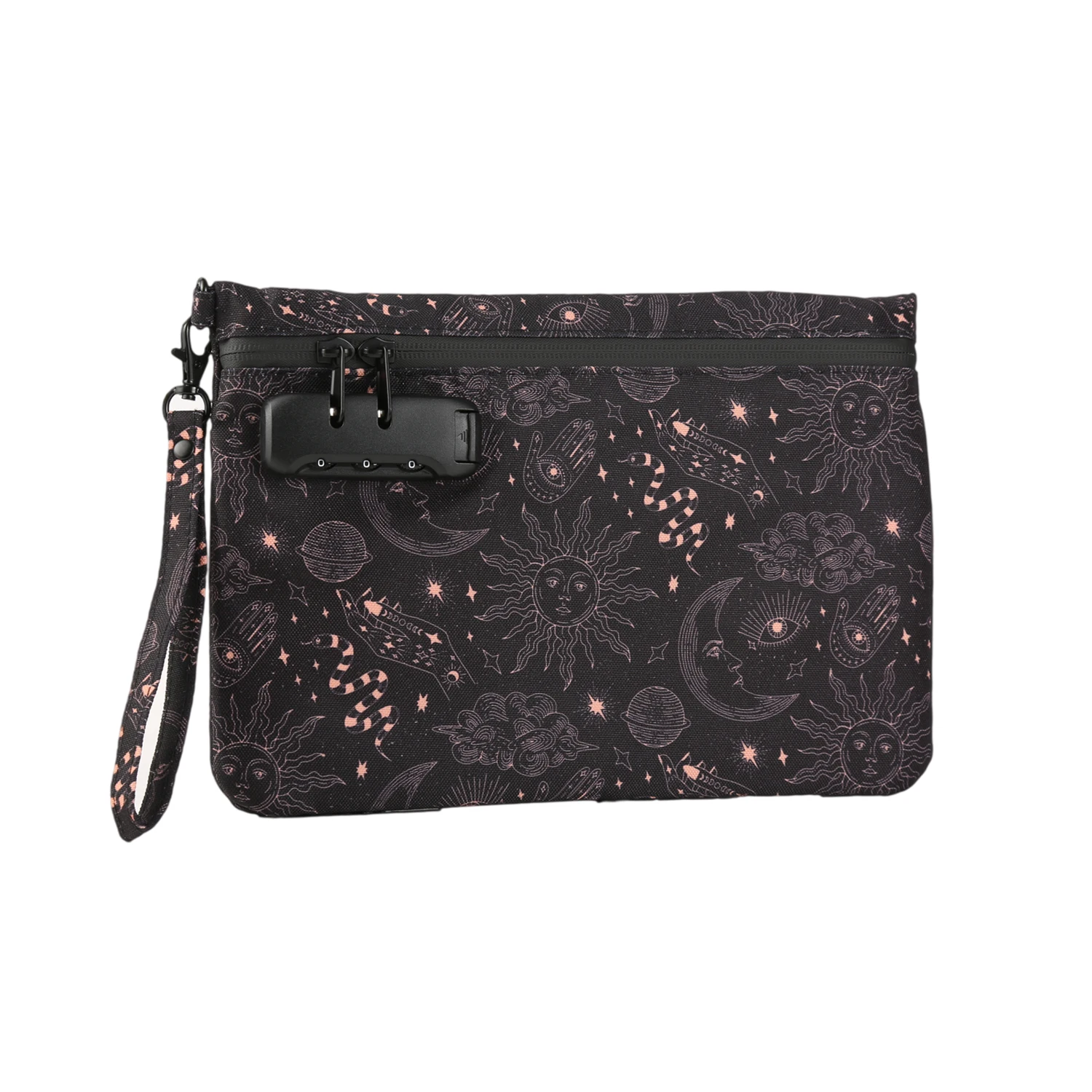 Artistic Masterpieces Print Pouch Bag with Wrist Strap and Secure Lock Smell Proof Pouch